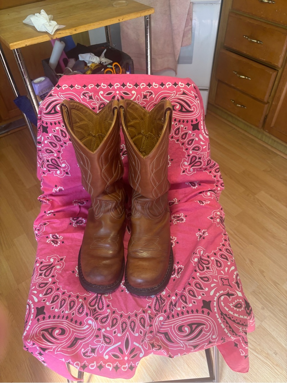 John Fluevog Classic Brown Leather Western Boots size 8.5 women